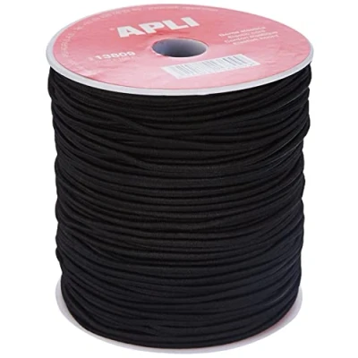 Afbeelding van APLI 13809 Zwarte elastische koordspoel 2 mm x 100 m
