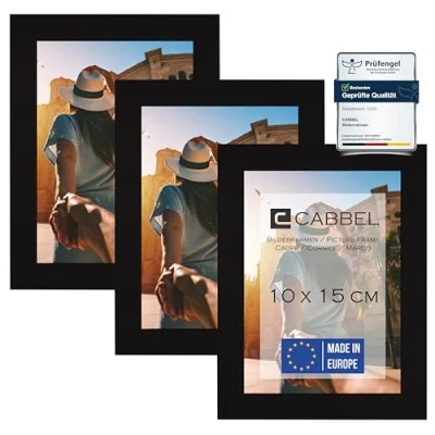 Afbeelding van CABBEL Set van 3 fotolijsten 10x15 MDF houten lijst met onbreekbaar acrylglas in zwart