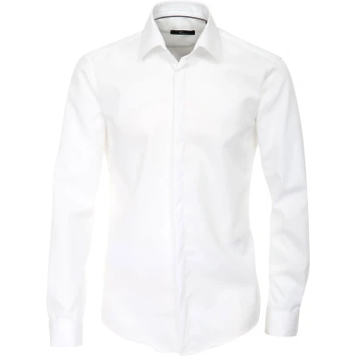 Afbeelding van Venti Modern Fit Smoking Overhemd - Dubbele Manchet en Kentkraag - Wit - Boordmaat 42