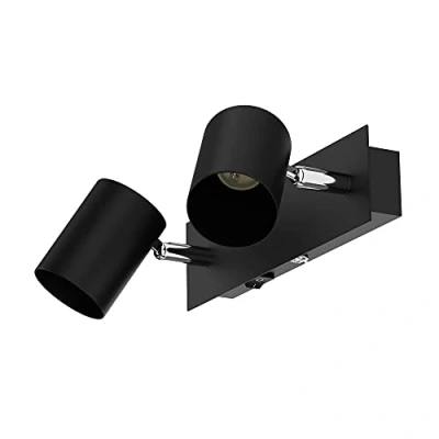 Afbeelding van ledscom.de Wandlamp WAIKA, 2 lichts, schakelaar, zwart mat, hoekig, 2x GU10 max. 60W
