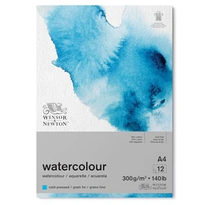 Afbeelding van Winsor &amp; Newton 6667006 Classic Watercolor Paper Pad 12 vellen A4, 300 g/m², gelijmd, koudgeperst, licht gestructureerd wit papier in archiveerbare kwaliteit, bestand tegen vergeling