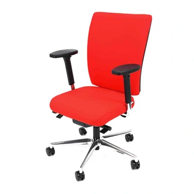 Afbeelding van Bureaustoel Ergon NPR 1813/EN 1335 kunststof voetkruis, multifunctionele wielen in Rood