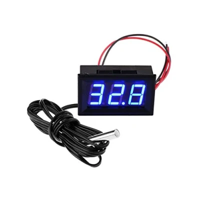 Afbeelding van FBBULES Digitale Thermometer met Sonde Waterbestendig 12V Water Temperatuur Monitor voor Koelkast Freezer Aquarium Temperatuurmeter,Blauw