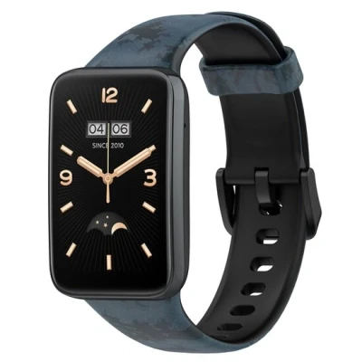 Afbeelding van Siliconen bandje met print Grijsblauw Xiaomi Smart band 7 Pro