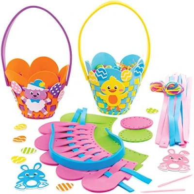 Afbeelding van Baker Ross AT453 Mandenvlechten, knutselsets voor kinderen (4 stuks), creatieve sets om te knutselen en decoreren de lente
