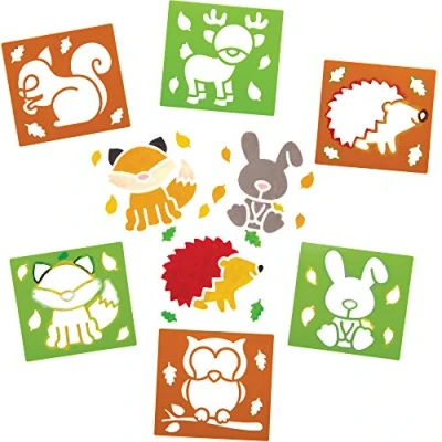 Afbeelding van Baker Ross AW896 sjablonen voor kinderen, bosdieren, 6 stuks, bruin en groen
