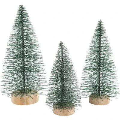 Afbeelding van Creativ Company Kerstbomen Divers met Houten Staander, 3st.