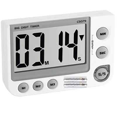 Afbeelding van TFA Dostmann Digitale timer en stopwatch, 38.2024, met geheugenfunctie, magneet/standaard/ophangoog, 3 volumes (wit batterijen)