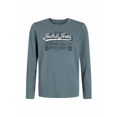 Afbeelding van JACK&amp;JONES JJELOGO TEE LS O NEC 2 COL AW25 NOOS JNR Jongens Lange mouwen shirts blauw maat 128