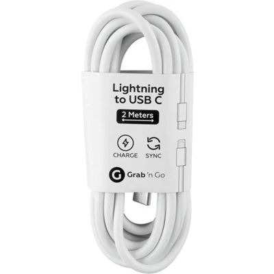 Afbeelding van Grabngo Gng Laadk.usb C&gt;Lightn.2M Wit