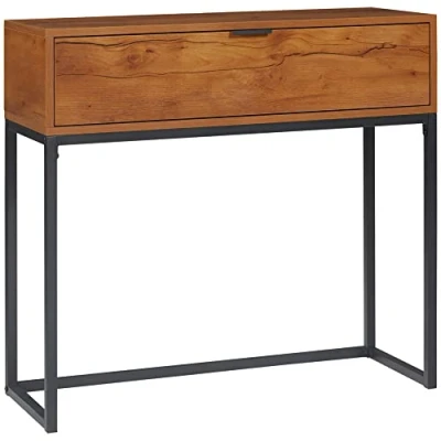 Afbeelding van HOMCOM consoletafel met opbergruimte, salontafel in industrieel design, gangtafel, bijzettafel voor entree, woonkamer, gang, staal, naturel, 80 x 30 76 cm