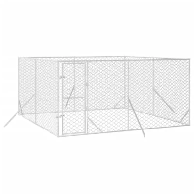 Afbeelding van vidaXL Hondenkennel voor buiten 4x4x2 m gegalvaniseerd staal zilver