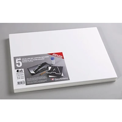 Afbeelding van Clairefontaine 193668C Verpakking (met 5 schuimdozen, DIN A3, 29,7 x 42 cm, mm, zuurvrij, licht en stevig, geschikt voor decoratiewerk, fotolijsten, modelleren), pack wit