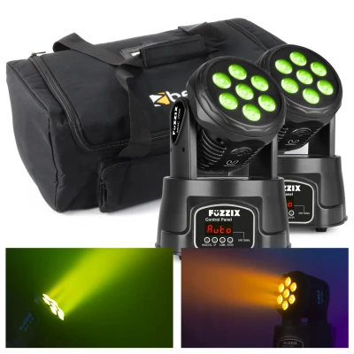 Afbeelding van Fuzzix MHC706 duo van 2 LED wash movingsheads 7x 6 Watt met draagtas