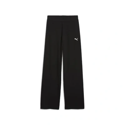 Afbeelding van ESS ELEVATED ribbroek met hoge taille en rechte pijpen voor Dames, Zwart, Maat XL PUMA