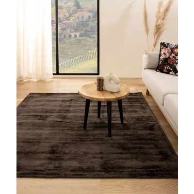 Afbeelding van Viscose Tapijt/Vloerkleed Vierkant Glamour Donkerbruin 140x140 Cm