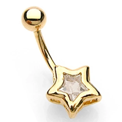 Afbeelding van Navelpiercing ster gold plated 14kt.