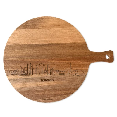 Afbeelding van Skyline Serveerplank Rond Toronto Hapjesplank Tapas Hapjes Serveren 29cm WoodWideCities