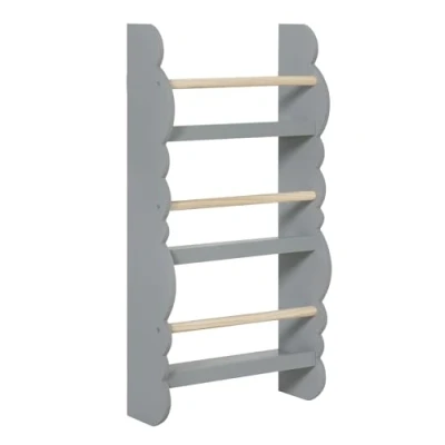 Afbeelding van WOLTU kinderboekenkast wandplank, boekenorganizer met 3 niveaus, kinderboekopbergrek, gemaakt van E1 MDF grenen, voor kinderkamer speelkamer, grijs