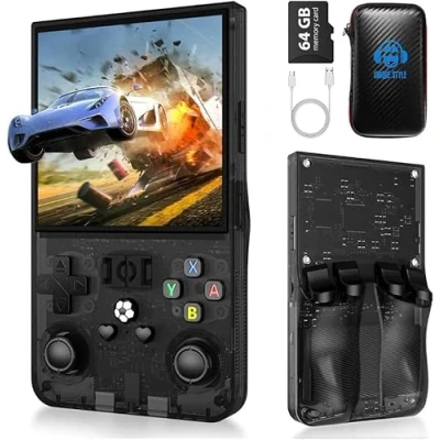 Afbeelding van R36 Max, nieuwe verbeterde versie van de R36S gameconsole, draagbare open source Linux systeem, 64 GB TF kaart, 15.000 retro games, 3,5 IPS display, gameconsole