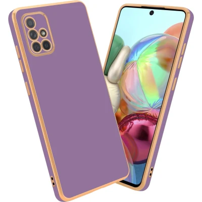 Afbeelding van Cadorabo Hoesje geschikt voor Samsung Galaxy A71 4G in Glossy Paars Goud Beschermhoes Case Cover van flexibel TPU silicone en met camerabescherming
