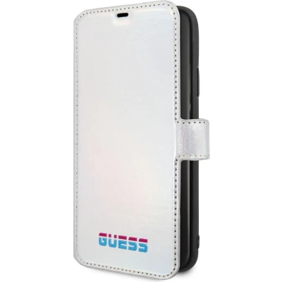 Afbeelding van iPhone 11 Pro Max Bookcase hoesje Guess Effen Zilver Kunstleer