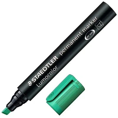 Afbeelding van Staedtler 350 5 Lumocolor marker permanent wigvormige punt, 2 of mm, 10 stuks, groen