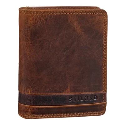 Afbeelding van STILORD &#039;Sander&#039; Mini Portemonne Herren Leer Slim RFID Wallet Vintage Kaarthouder Pasjeshouder Geldtasje met EC Kaartvakken Echt Leer, Kleur:kara cognac