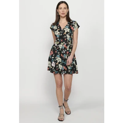Afbeelding van Koroshi Short Sleeve Jurk Multicolor multi coloured, Dames, Maat: 40, coloured