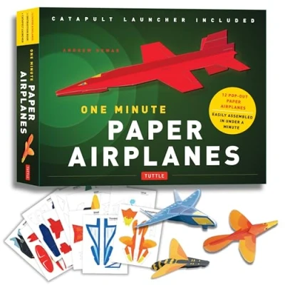 Afbeelding van One Minute Paper Airplanes Kit /anglais: 12 Pop Out Planes, Easily Assembled in Under a Minute: Airplane Book with Paper, Projects &amp; Plane Launcher