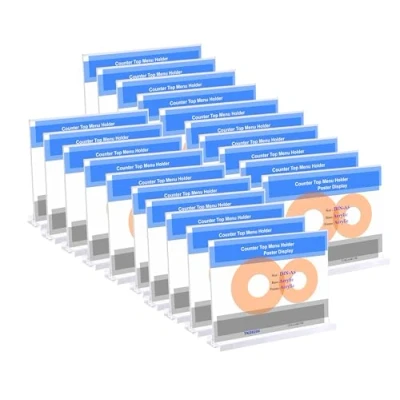 Afbeelding van TUKA i AKUT 20x Acryl Folderhouder T Type met Voet, A5 Liggend Tafelblad, Horeca Kantoren Tentoonstelling Folderstandaard Dubbelzijdig Display Transparante Acrylvoet, TKD8206