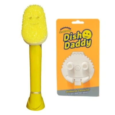 Afbeelding van Scrub Daddy Dish Wand &amp; Connector Head, Zeepdispenser Afwasborstel, Textuur Veranderende Afwasspons met Vloeibaar Handvat, Schotel Spons Ingebouwde Schraper, Schrobben Hoofd Stand