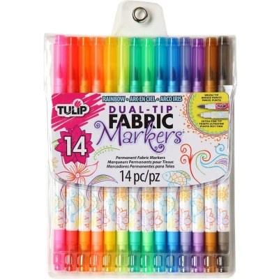 Afbeelding van Tulip Dual tip permanent fabric markers 14stuks