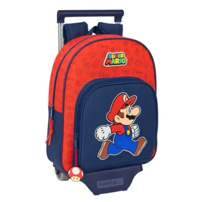 Afbeelding van Schoolrugzak met Wielen Super Mario Trick Rood Donkerblauw 28 x 34 10 cm