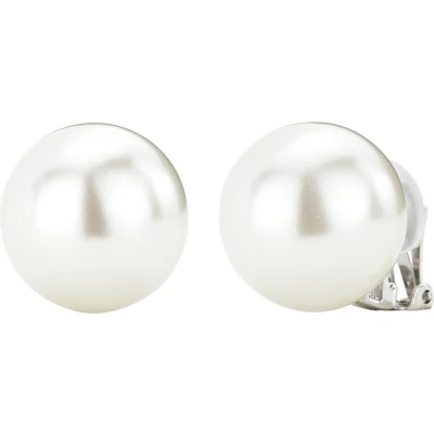 Afbeelding van Traveller Clip Oorbellen Oorclips Dames Zilverkleurig Parels 20 mm Wit 801120