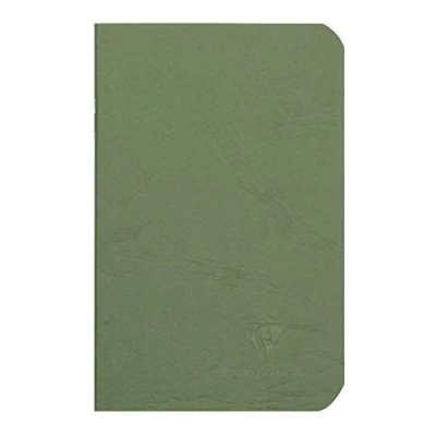 Afbeelding van Clairefontaine 734103C Collectie Age Bag Een Gehecht Notitieschrift Groen 9x14 cm 96 Blanco Pagina&#039;s Papier 90 g Kaft van Gelamineerde karton met Lederen Korrel.
