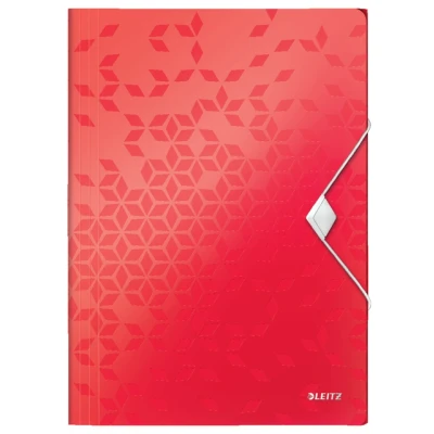 Afbeelding van Leitz WOW elastomap met 3 kleppen, uit PP, ft A4, rood 10 stuks