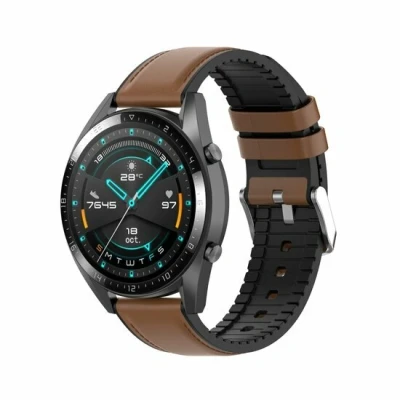 Afbeelding van Garmin Venu / Sq Sq2 2 plus Leer + siliconen bandje Bruin