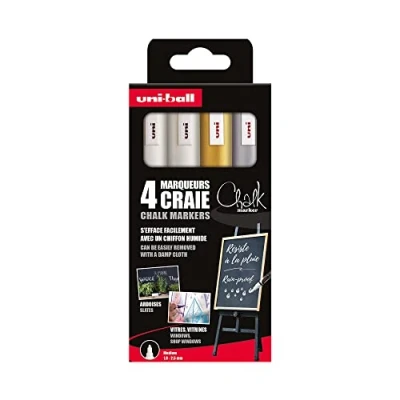 Afbeelding van Krijtstift Uni ball Chalk rond set à 4 stuks