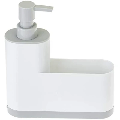 Afbeelding van VIGAR Rengo Monobloc gootsteenorganizer met zeepdispenser, Sponshouder, Spoelorganizer, Dispenser, Multifunctioneel voor Aanrecht, Gootsteen Organizer, Afdruiprek, Zeepbakje, Wit 10172