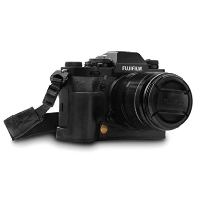 Afbeelding van MegaGear MG1552 Ever Ready echt lederen camera halve tas met draagriem voor Fujifilm X T3 zwart