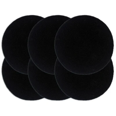 Afbeelding van Placemats 6 st rond 38 cm katoen effen zwart