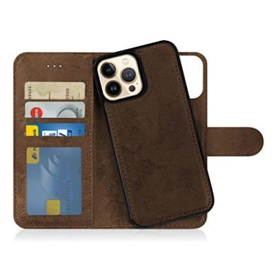 Afbeelding van MyGadget flip case voor Apple iPhone 13 Pro Max magnetische cover in synthetisch lederen PU kaarthouder beschermhoes portemonnee krasbestendig Bruin