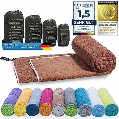 Afbeelding van Originele microvezel rugzak sporthanddoek voor dames en heren reishanddoek extreem sneldrogende sport strand badhanddoek absorberend, licht antibacterieel verschillende maten (160x80cm, Bruin)