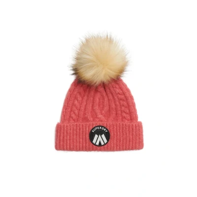 Afbeelding van Superdry Vrouwen Luxe Gebreide Beanie met Kabelpatroon Roze Grootte: 1SIZE