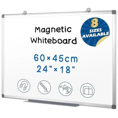 Afbeelding van Swansea Whiteboard Magneetbord A2 Droog Veeg Board voor Kantoor School Thuis, Muurmontage, Aluminium Frame, 60x45cm
