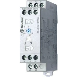 Afbeelding van Finder tijdrelais 22 5 mm breed 2x wissel 1 contact tijdvertraagd of direct instelbaar 12 a 250vac multifunctie 24 240vac dc 83 52 0 240 0000
