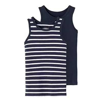 Afbeelding van NAME IT KIDS hemd NKMTANK set van 2 donkerblauw/wit