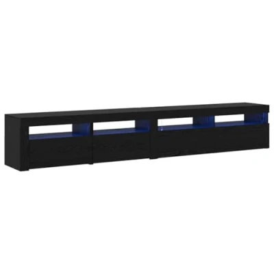 Afbeelding van vidaXL TV Kasten 2 stuks met LED Verlichting Zwart Eiken Gefabriceerd Hout, Kast 120x35x40 cm Hout