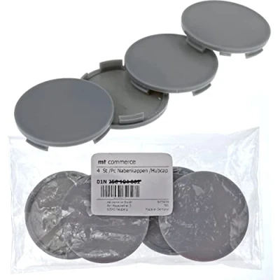 Afbeelding van 4 x 64 mm naafdoppen, velgendeksels, grijs, plat, voor Alutec Rial Anzio